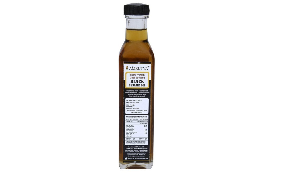 Amrutva Extra Virgin Cold Pressed Black Sesame Oil   Bottle  250 millilitre